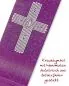 Preview: Diakonstola Wolle & Seide violett Kreuz gestickt