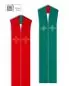 Preview: Doppelstola rot & grün Kreuze gestickt, 140 cm