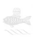 Preview: Korporale Leinedamast weiß 50 x 50 cm Fisch eingewebt