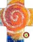 Preview: Wandkreuz Glas 15 x15 cm blau orange/rote Spirale
