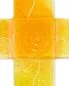Preview: Glaskreuz gold & orange Handarbeit 9 x 9 cm Fusing
