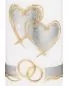 Preview: Hochzeitskerze mit silbernen Herzen 225 x 70 mm Ringe