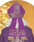 Preview: Nikolausmitra gotisch aus violettem Damast Gr.57-64