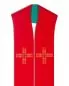 Preview: Doppelstola rot & grün Kreuze gestickt, 140 cm