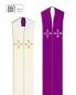 Preview: Doppelstola weiß & violett Kreuz modern, 140 cm