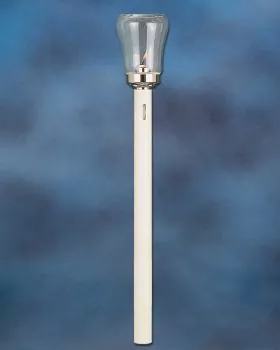 Flambeaux weiß 50 cm mit tulpenförmigem Glas