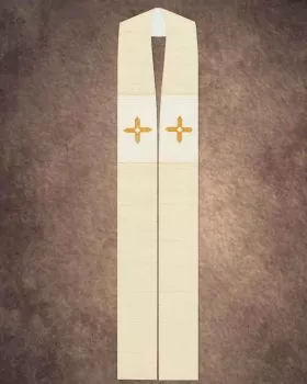 Stola weiß mit gesticktem Kreuz, 140 cm lang