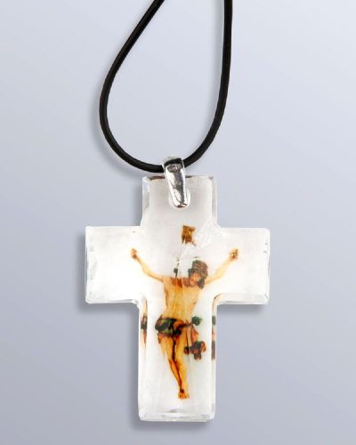 Umh�ngekreuz mit Corpus aus geschliffenem Swarovskikristall