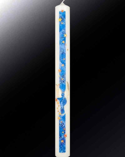 Engelskerze blau mit Sternen 600/60