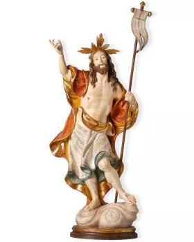 Auferstehungschristus mit Fahne 60 cm Blattgold antik