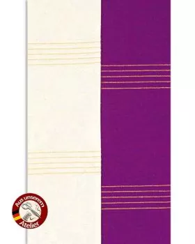 Wendestola weiß & violett 160 cm Gold gestreift