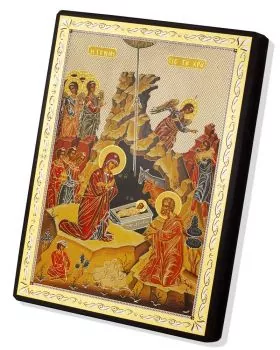 Ikone Christi Geburt Goldprägedruck 15 x 20 cm
