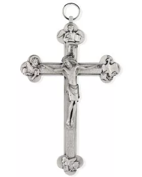 Kreuz 4 Evangelisten 13,5 cm antik Silber, mit Korpus