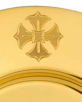 Kelchpatene vergoldet mit Kreuzgravur 14,5 cm Ø