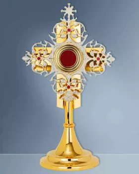 Reliquiar Kreuz 32 cm vergoldet, zierversilbert