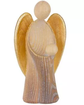 Schutzengel Figur mit Kind 15 cm holzgeschnitzt, Rustico