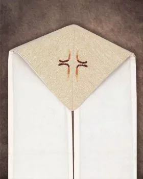 Stola beige, Gobeline Kreuze eingewebt 140 cm