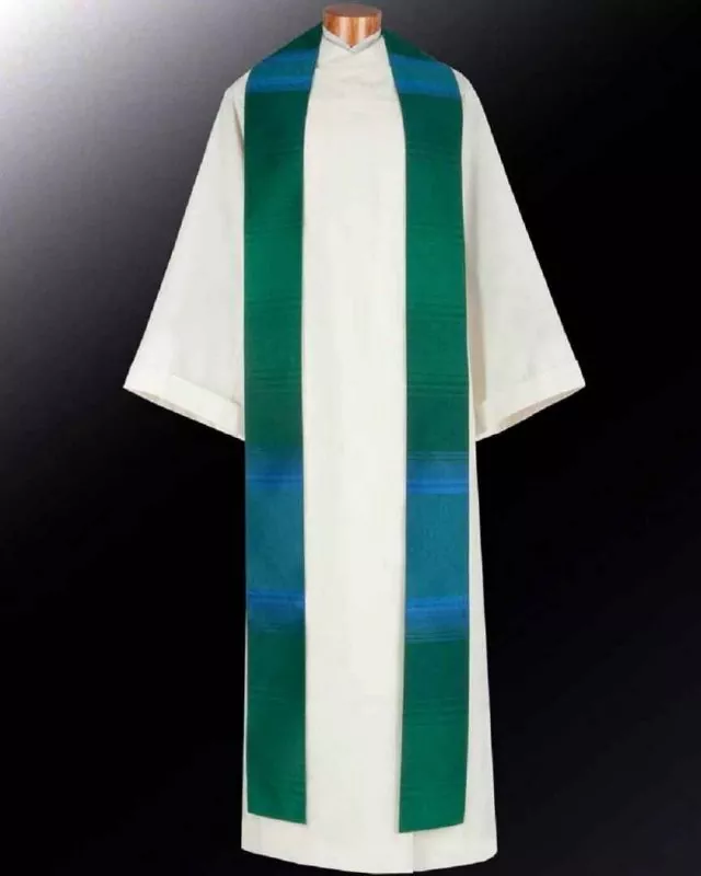 Priesterstola aus grüner Wolle mit Seide 160 cm