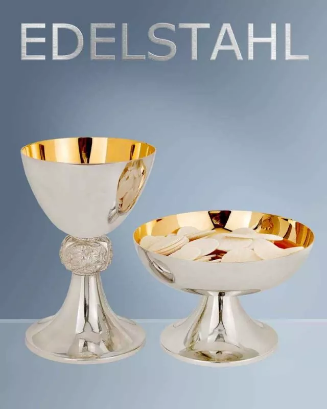 Hostienschale Edelstahl, innen vergoldet, 16 cm Ø