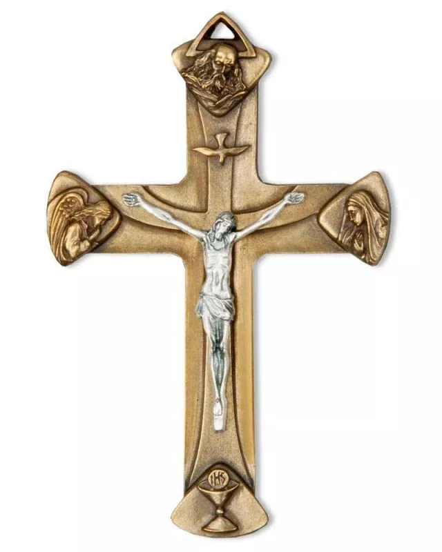Reliefkreuz der Dreifaltigkeit 5,5x8 cm mit Christuskörper