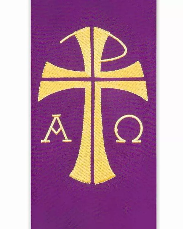 Diakonstola violett 140 cm Kreuz, A & O gestickt
