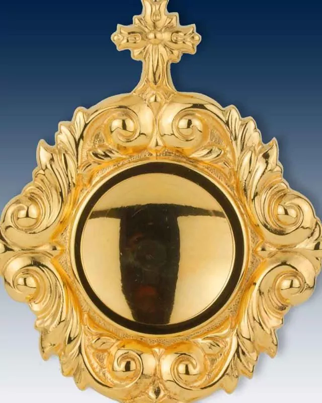 Reliquiar vergoldet 21 x 9 cm mit barocker Ornamentik