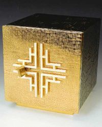 Tabernacle with oxidized silver plating