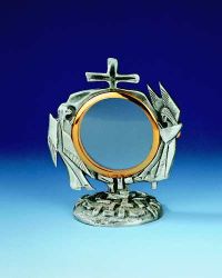 Ostensorium Bronze, versilbert, oxydiert