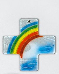Glaskreuz, Farben des Regenbogens 14,5 x 14,5