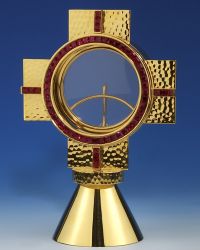 Custodia, with red glass beads