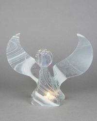 Engel aus wei�em und transparentem Glas, 25 x 19,5 cm