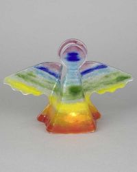 Engel aus Glas in Regenbogenfarben, 23 x 16 cm