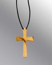 Kreuz aus Olivenholz mit Lederkordel