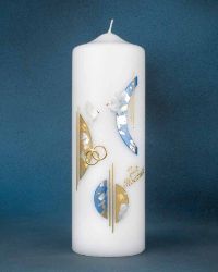 Hochzeitskerze blau mit Taube
