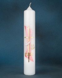 Kerze "Zur Taufe" rosa mit Hl. Geist