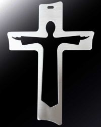 Edelstahlkreuz mit durchbrochenem Auferstehungschristus