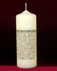 Kerze mit Aufdruck "Gegr��est seist Du Maria"