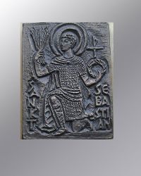 Sankt Sebastian 11,5 x 9 cm Bronzeplakette