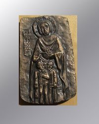 St. Barbara 7,5 x 12 cm Bronzeplakette