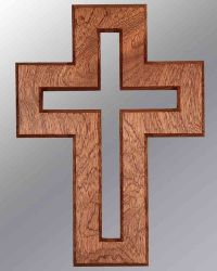 Holzkreuz aus Mahagoni, mit ausgestanztem Kreuz mittig