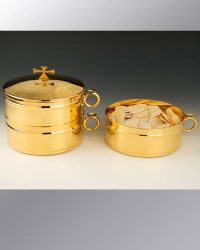 Ziborium poliert, 3-fach stapelbare Hostienschalen
