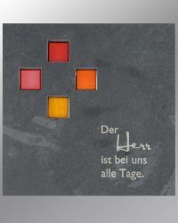 Schiefertafel mit Lichtquadraten aus Fusingglas, 17 x 17cm