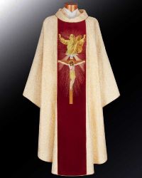 Kasel "Trinitas" aus barockem Goldbrokat