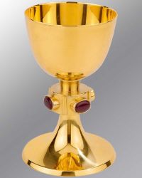 Kelch klassische Form, Nodus mit 4 oval eingefassten Karneolen