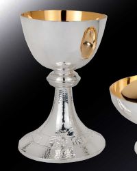 Kelch mit Nodus, 19 cm hoch, Oberfl�che hochglanz versilbert