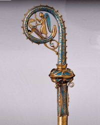 Bischofsstab, 172 cm hoch, mit der Symbolik Hl. Georg