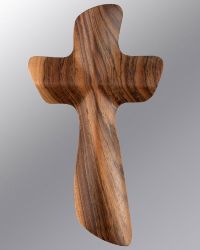 Holzkreuz modern geschwungen Ovangkol-Holz, 13 x 22 cm