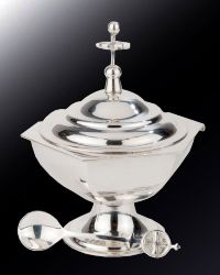 Schiffchen in gotischer Manier, versilbert, 14,5 cm hoch