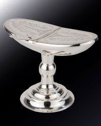 Schiffchen in barocker Manier, versilbert, 13,5 cm hoch