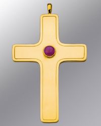 Brustkreuz, Sterling Silber vergoldet mit Zierstein